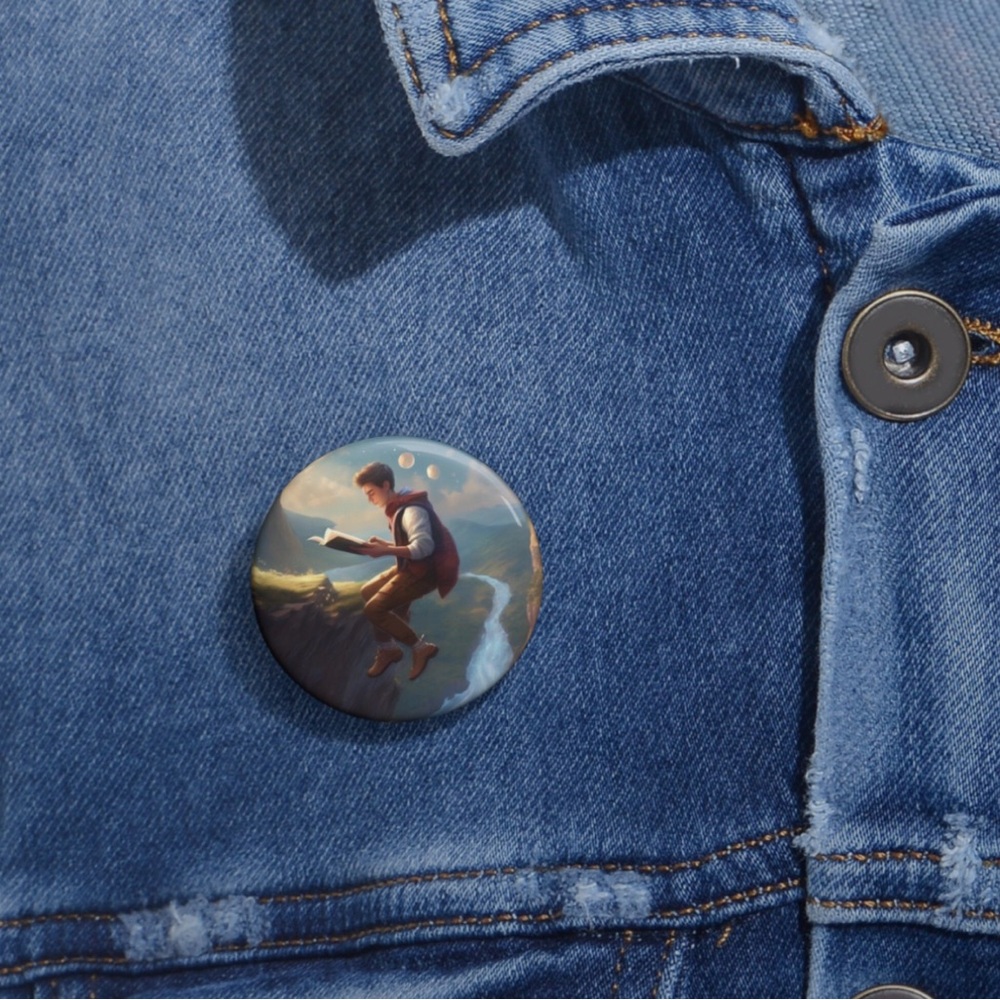 Adventures in Reading Book Lover Bibliophile Pin Button